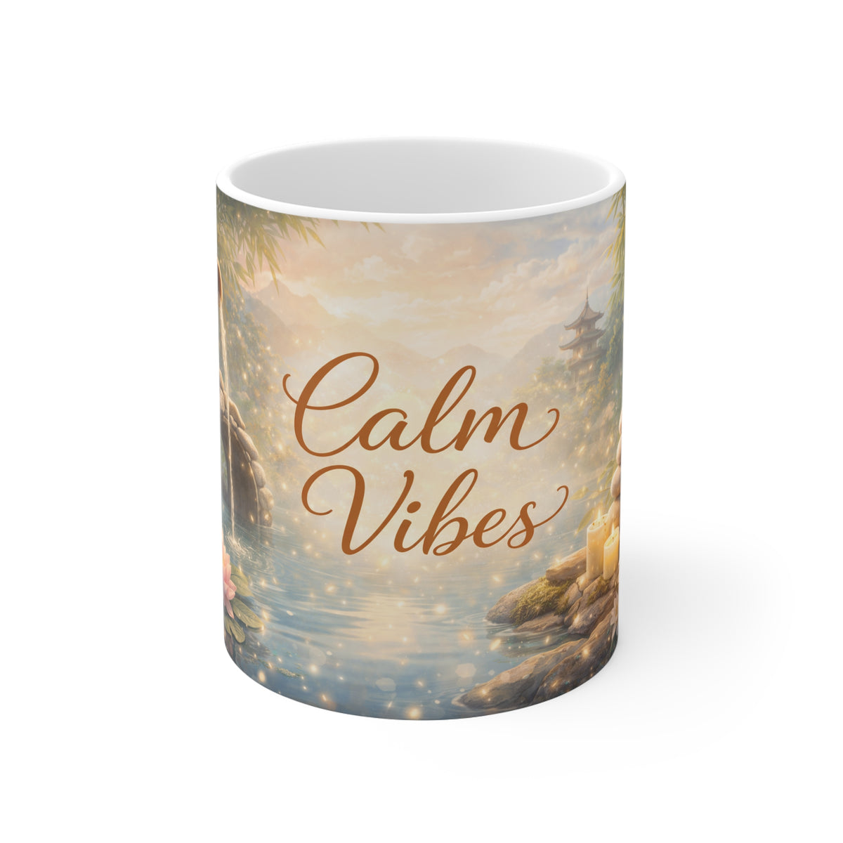 Calm Vibes Mug — Tranquil Zen Waterfall Coffee Cup (11oz)