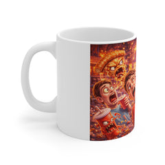 Horror Burger Monster Coffee Mug — Creepy Retro Fast Food Horror Scene 11oz
