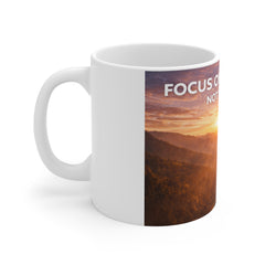 Motivational Coffee Mug — “Focus on Your Goals Not Your Fears” Sunrise Adventure Design