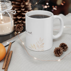 It's Okay to Rest Mug — 11oz Inspirational Coffee Cup with Soft Botanical Design