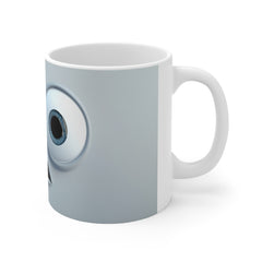Surprised Face Coffee Mug — Funny Wide-Eyed 11oz Ceramic Mug