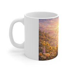 Positive Vibes Mug — Sunrise Floral 11oz Coffee Cup