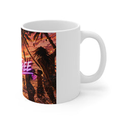 Wild & Free Beach Party Mug — Sunset Palm Neon Coffee Cup