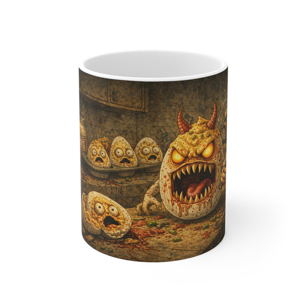 11oz Mug — Spooky Monster Egg Breakfast Mug (Mayo Jar)