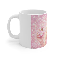 11oz Mug — Pink Glam Girl Illustration Coffee Cup