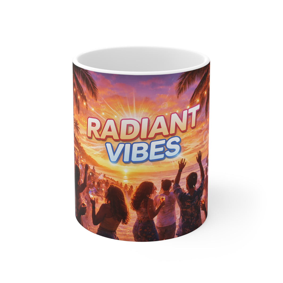 Radiant Vibes Mug — Tropical Sunset Party Coffee Cup