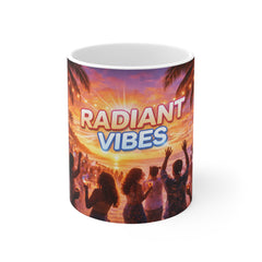 Radiant Vibes Mug — Tropical Sunset Party Coffee Cup