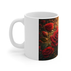 Rose Garden Coffee Mug — "Life is beautiful, just like this" Floral 11oz Ceramic Mug