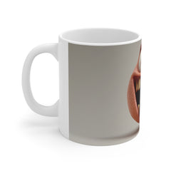 Funny Cartoon Face Coffee Mug — Silly Grinning Character 11oz