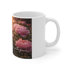 Bloom With Grace Floral Mug — Pink Peony Coffee Cup
