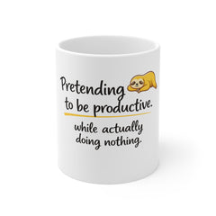 Mug — "Pretending to Be Productive While Actually Doing Nothing" Cute Sloth Coffee Mug