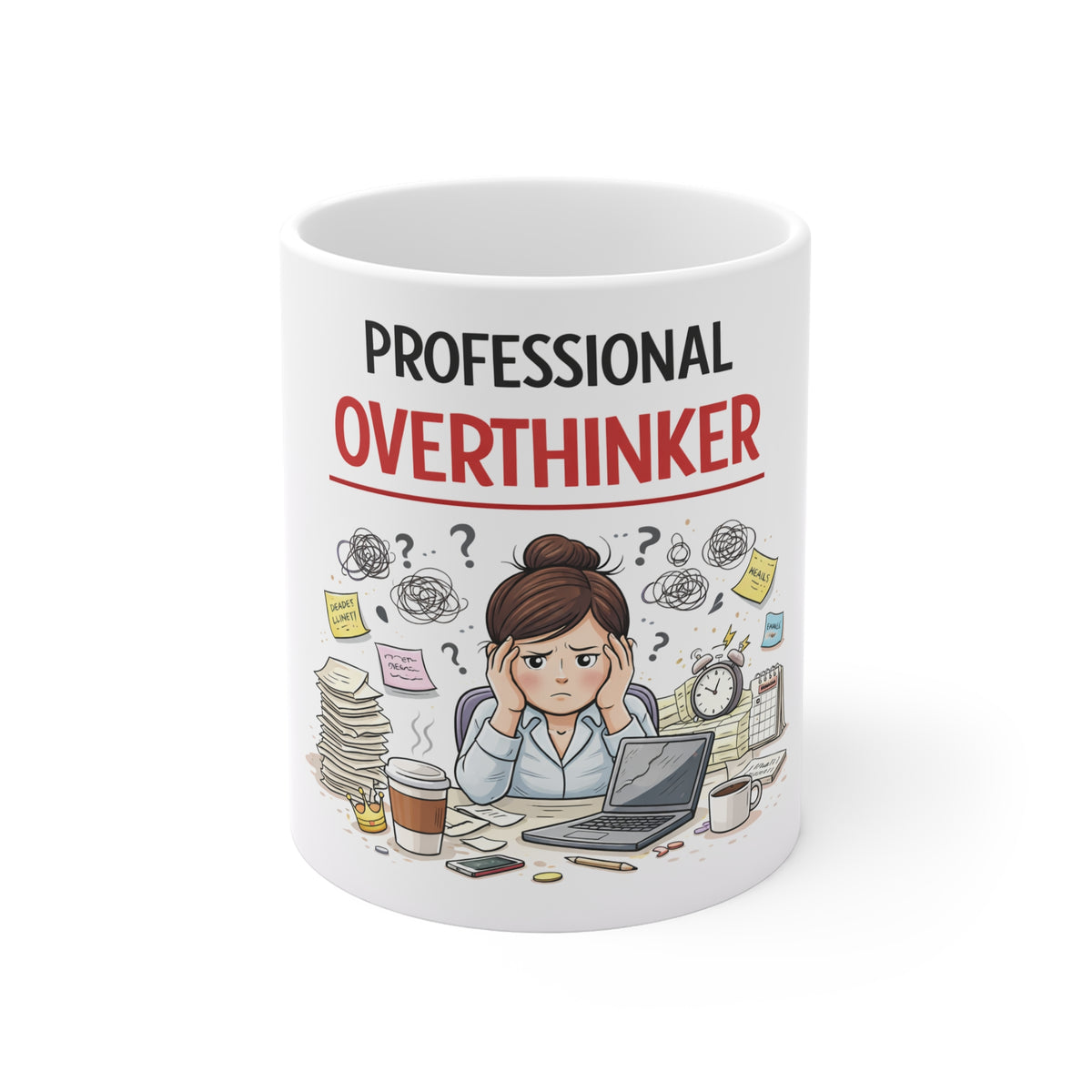 Professional Overthinker Coffee Mug — Funny Desk Gift for Busy Workaholics