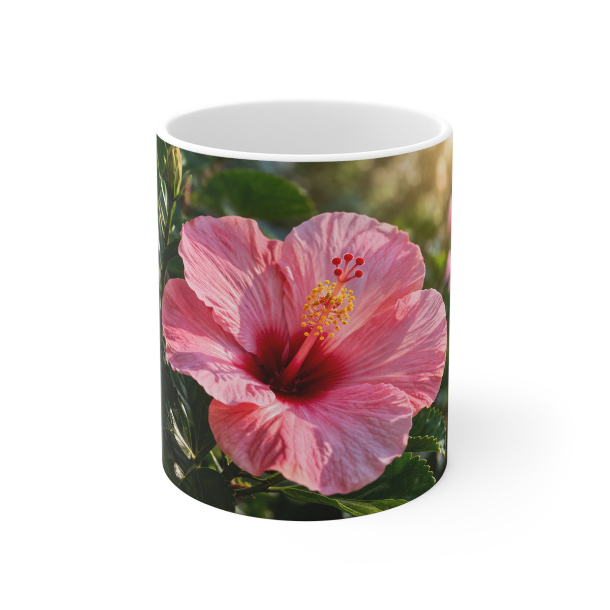 Hibiscus Bloom Photo Mug — Pink Tropical Flower Coffee Cup
