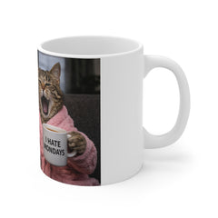 Funny Cat Mug — 'World's Best Boss' & 'I Hate Mondays' Office Cat Coffee Cup