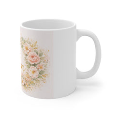 Stay Golden Floral Mug — Inspirational Gold Script Coffee Cup