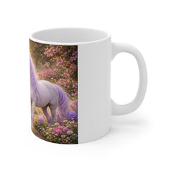 Unicorn Garden Mug — 11oz Fantasy Coffee Cup with Pastel Waterfall Scene