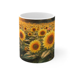 Sunflower Field 11oz Mug — Bright Floral Coffee Cup for Garden Lovers