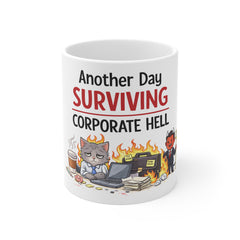 Mug — "Another Day Surviving Corporate Hell" Funny Office Coffee Mug