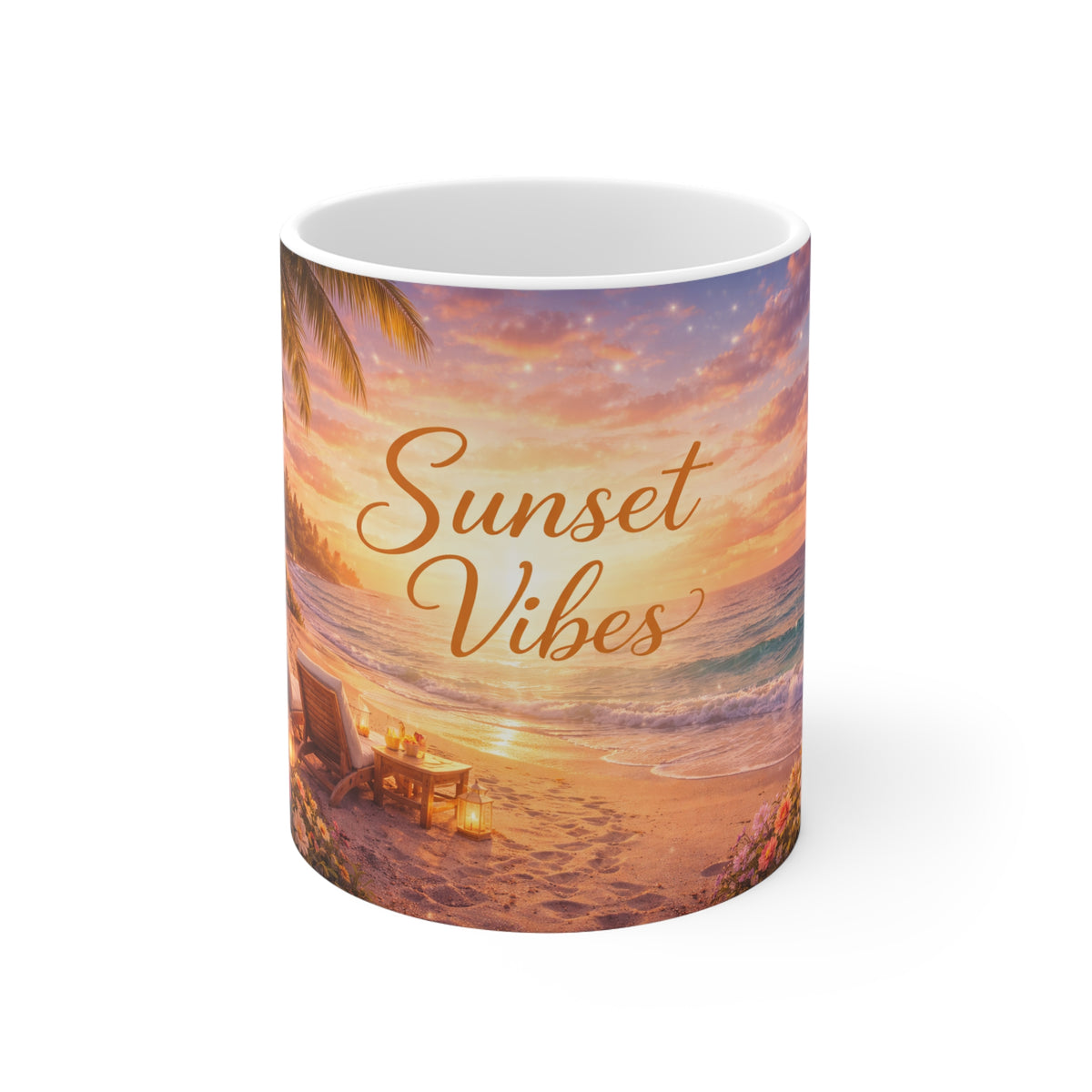 Sunset Vibes Mug — Tropical Beach Sunset Coffee Cup