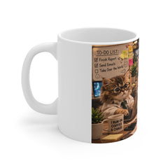 Cat Office Mug — Cute Kittens at Work Funny Coffee Cup (To-Do List: Take Over the World)