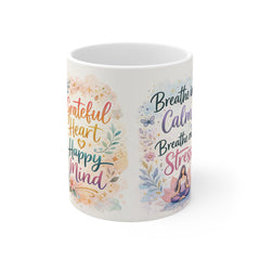Grateful Heart Happy Mind Mug — Inspirational Mindfulness Coffee Cup