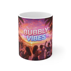 Bubbly Vibes Coffee Mug — Tropical Sunset Party Beach Cup