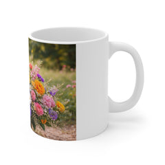 Floral Bouquet Coffee Mug — Colorful Wildflower Garden 11oz Ceramic