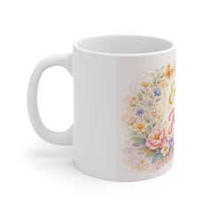 Embrace the Journey Floral Inspirational Coffee Mug — 11oz White Ceramic