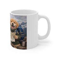 Hiking Dogs Coffee Mug — Cute Golden Retriever Adventure Travel 11oz Ceramic Mug