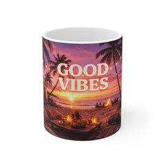 Good Vibes Mug — Sunset Beach Camper Coffee Cup
