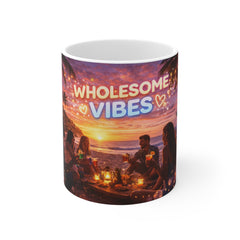 Wholesome Vibes Mug – Sunset Beach Friends Coffee Cup