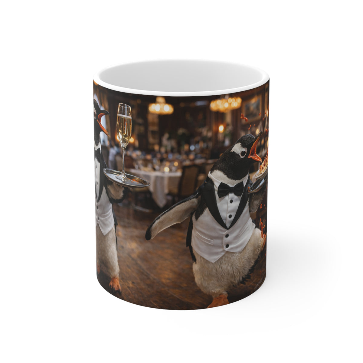 Penguin Butler Coffee Mug - Funny Waiter Tuxedo 11oz Ceramic Mug