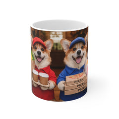Cute Corgi Delivery Mug — Dog Barista & Pizza Courier 11oz Coffee Cup