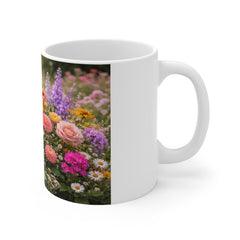 Floral Garden Mug — Colorful Wildflower Bouquet 11oz Coffee Cup