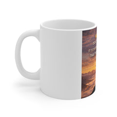 Motivational Coffee Mug - "Hard Times Don't Create Heroes" Inspirational Sunrise Mug