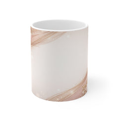 Floral Blush 11oz Mug — Romantic Rose & Gold Brushstroke Coffee Cup