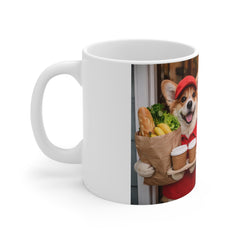 Cute Corgi Delivery Mug — Dog Barista & Pizza Courier 11oz Coffee Cup