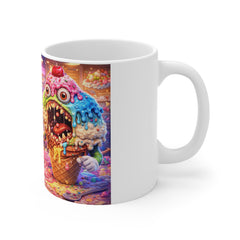 Ice Cream Monster Mug — Whimsical Dessert Horror 11oz Ceramic Coffee Cup