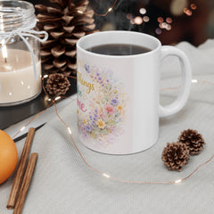 Good Things Take Time Floral Mug — Inspirational Coffee Cup for Encouragement & Gifts