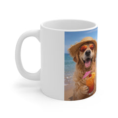 Beach Dogs Cocktail Mug — Funny Summer Coffee Cup with Sunglass-Wearing Golden Retrievers