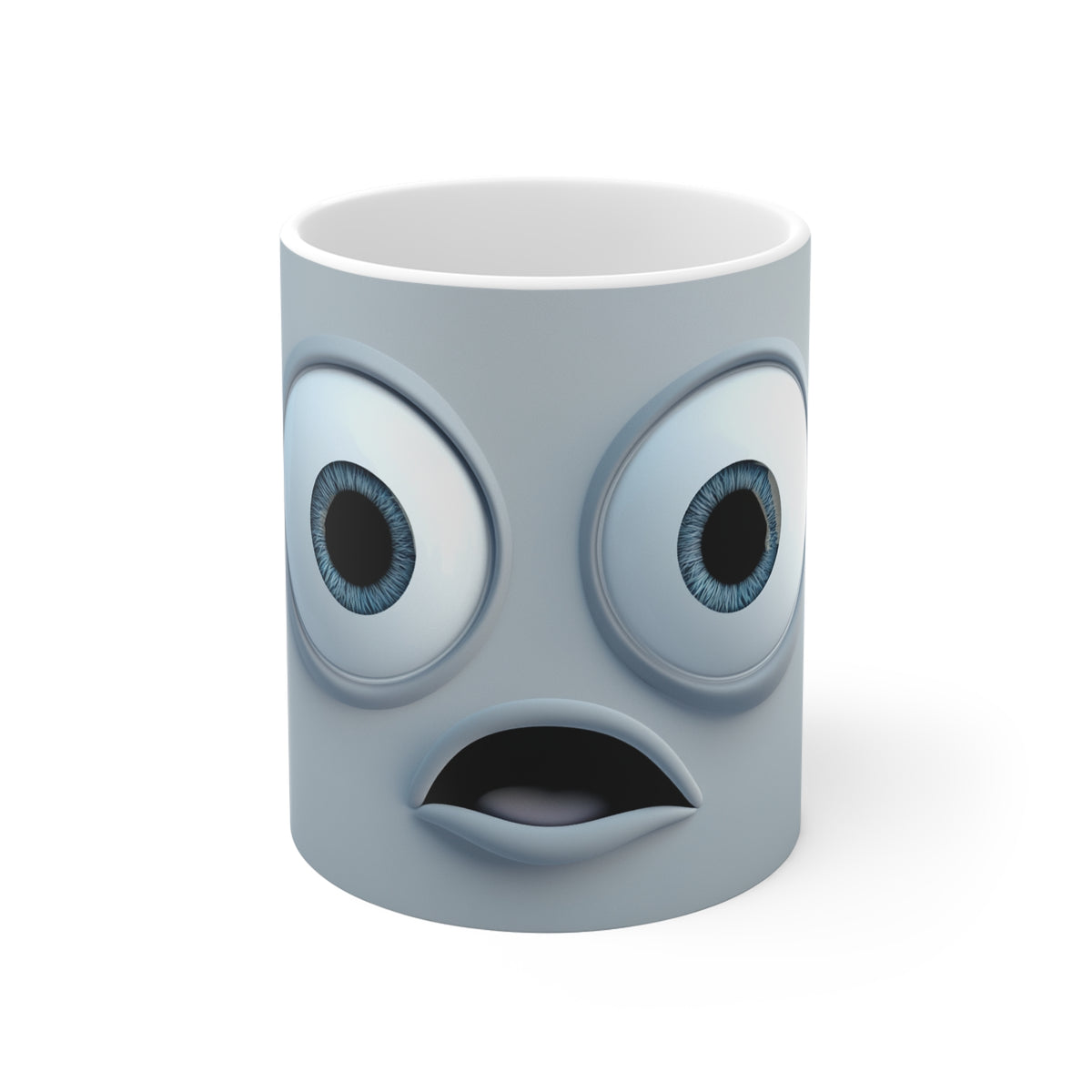 Surprised Face Coffee Mug — Funny Wide-Eyed 11oz Ceramic Mug