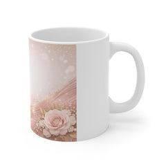 Pink Perfume Bottle Coffee Mug — Floral Vanity 11oz Ceramic Gift