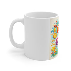 Follow Your Dreams Mug — Inspirational 11oz Coffee Cup with Colorful Rocket & Rainbow Design
