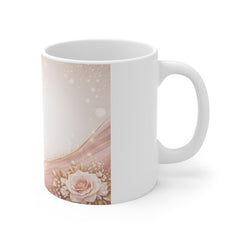 Elegant Blonde Woman Coffee Mug — Chic Floral 11oz Ceramic